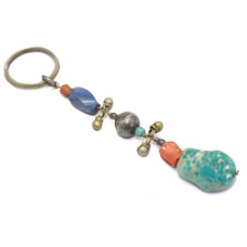 Key Chain Solid Tibetan Silver Charms Key Holder Natural Gem Stones Unisex D61